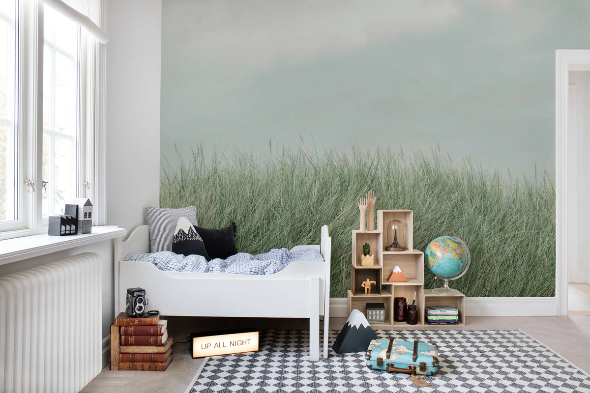 Scandinavian Reed, Green Mural Wallpaper - room preview 03