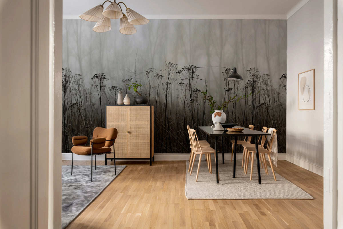 Autumn Haze, Black & White Mural Wallpaper - room preview 03