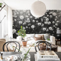 Regal Rose, Black & White Mural Wallpaper - room preview 03