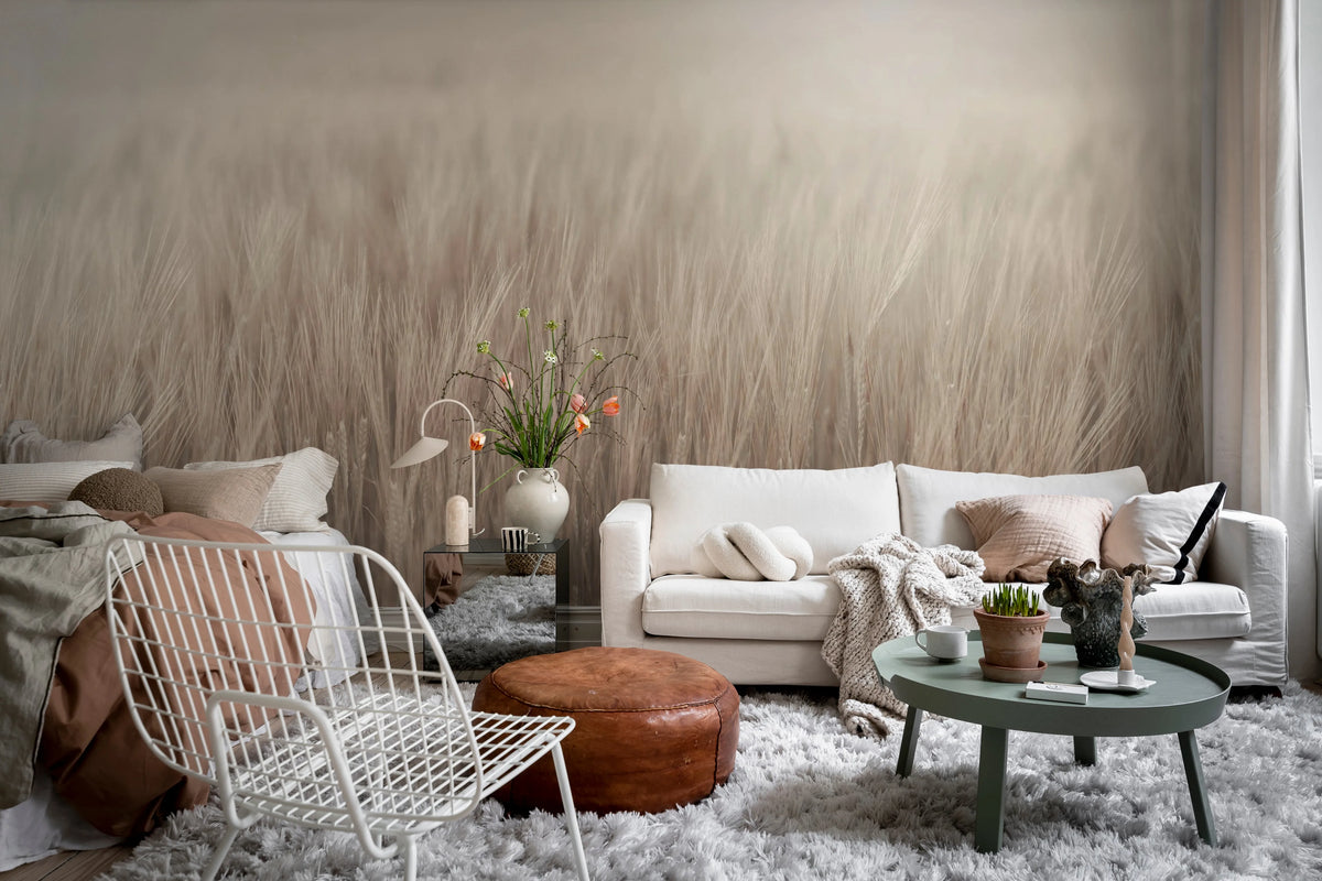 Rye Field, Beige Mural Wallpaper - room preview 03