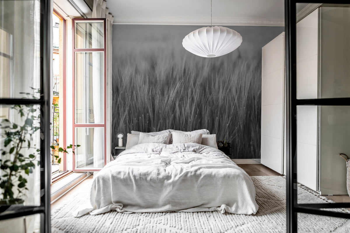 Rye Field, Black & White Mural Wallpaper - room preview 03