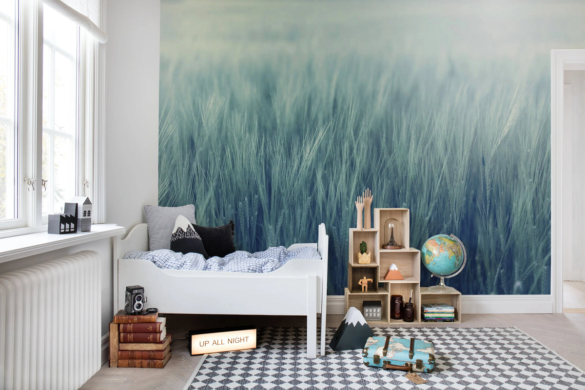 Rye Field, Turqouise Mural Wallpaper - room preview 03