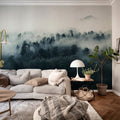 Misty Woodland, Blue Mural Wallpaper - room preview 03