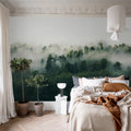 Misty Woodland, Green Mural Wallpaper - room preview 03