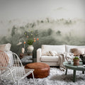 Misty Woodland, Light Green Mural Wallpaper - room preview 03