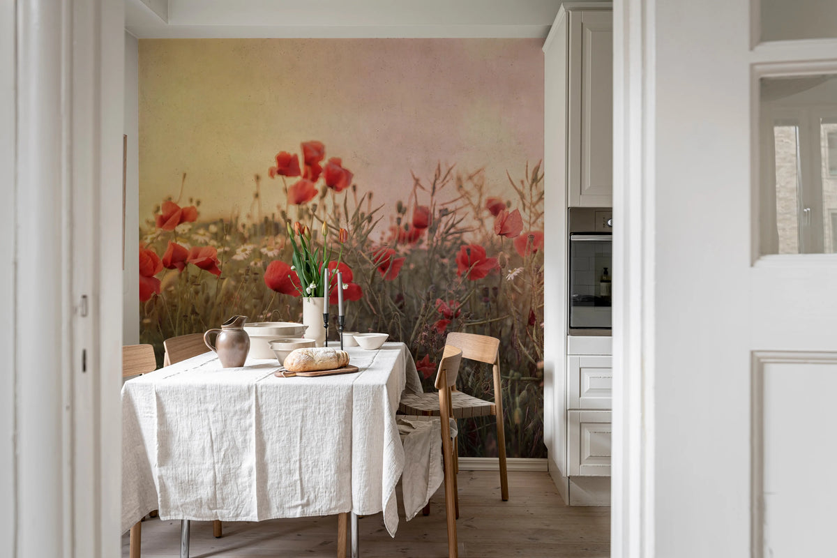 Poppy Field, Dawn Mural Wallpaper - room preview 03