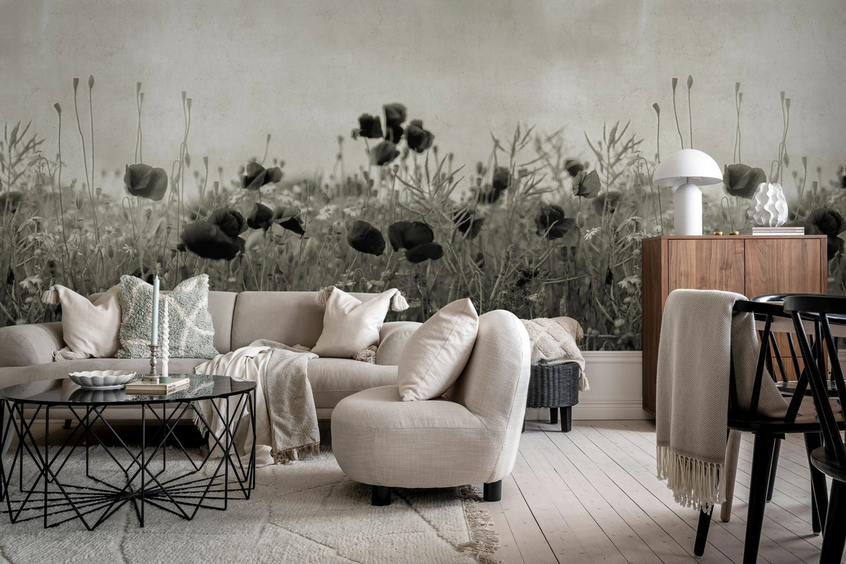 Poppy Field, Vintage Mural Wallpaper - room preview 03
