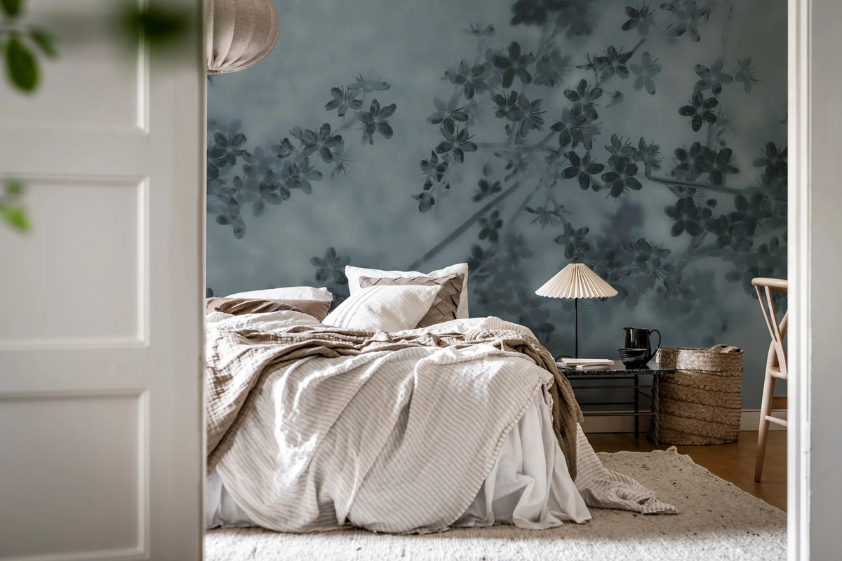 Apple Bloom, Blue Mural Wallpaper - room preview 03