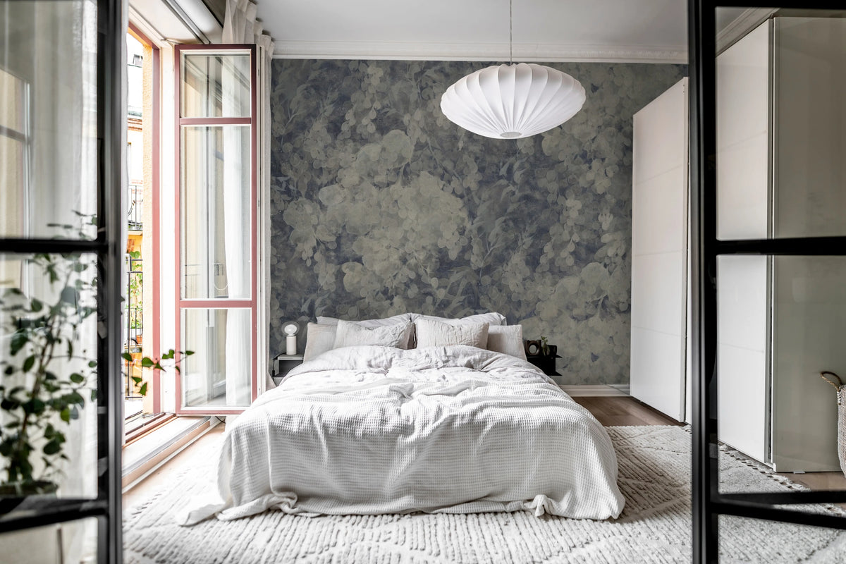 Grapevine Silhouette, Blue Mural Wallpaper - room preview 03