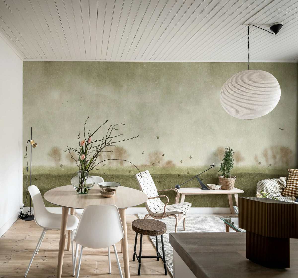Scandinavian Landscape, Green Mural Wallpaper - room preview 03