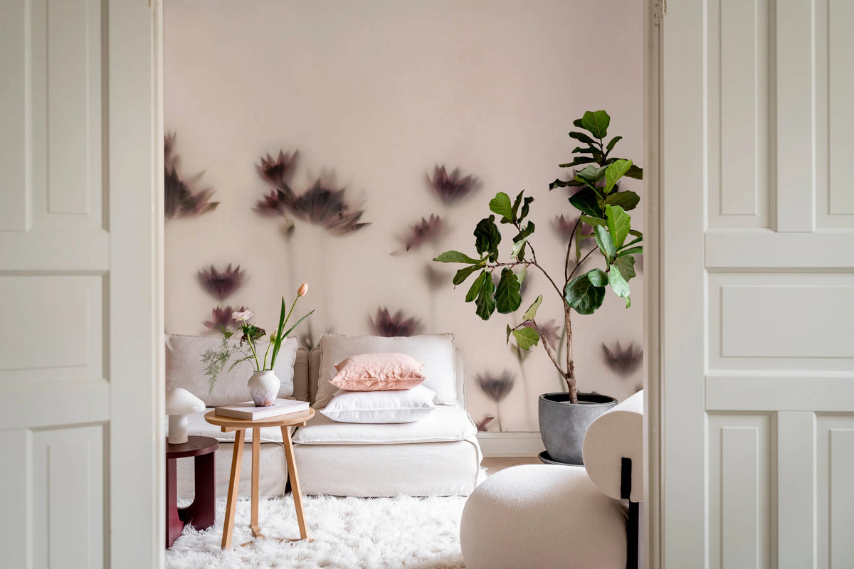 Astrantia, Pink Mural Wallpaper - room preview 03