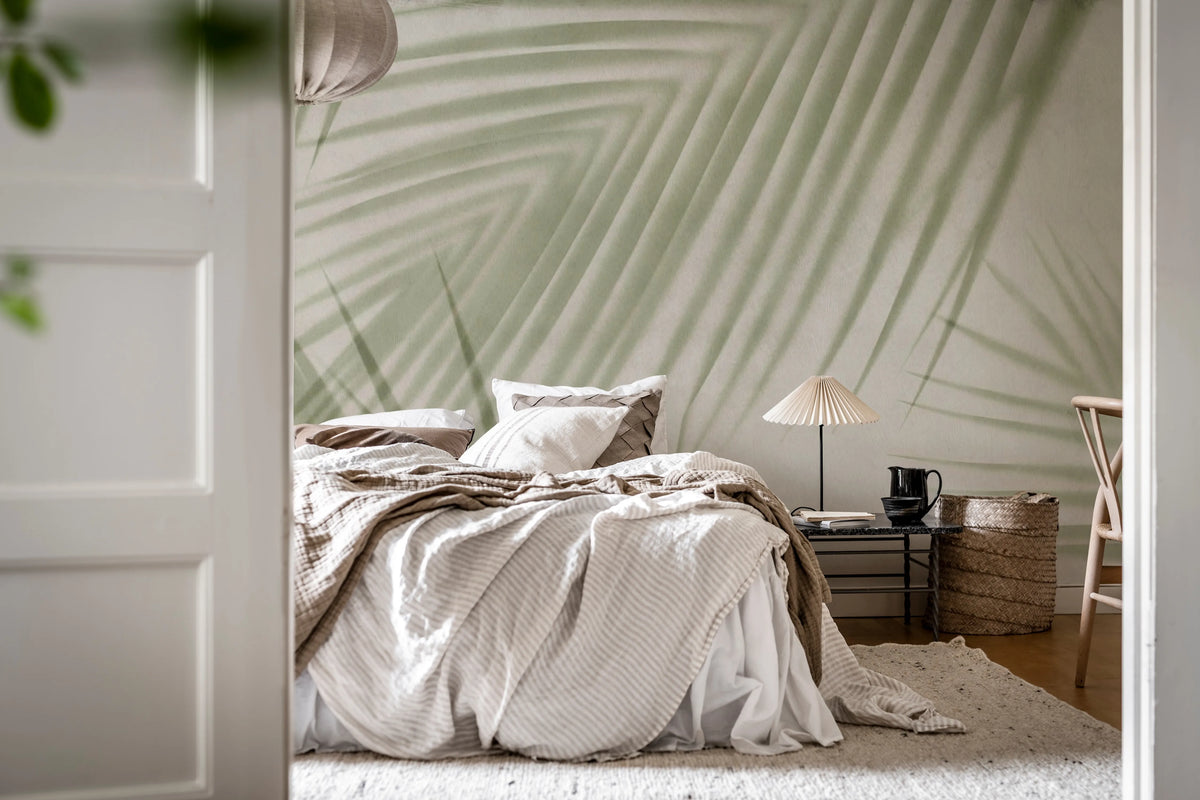 Palm Gaze, Green Mural Wallpaper - room preview 03