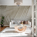 Palm Gaze, Beige Mural Wallpaper - room preview 03