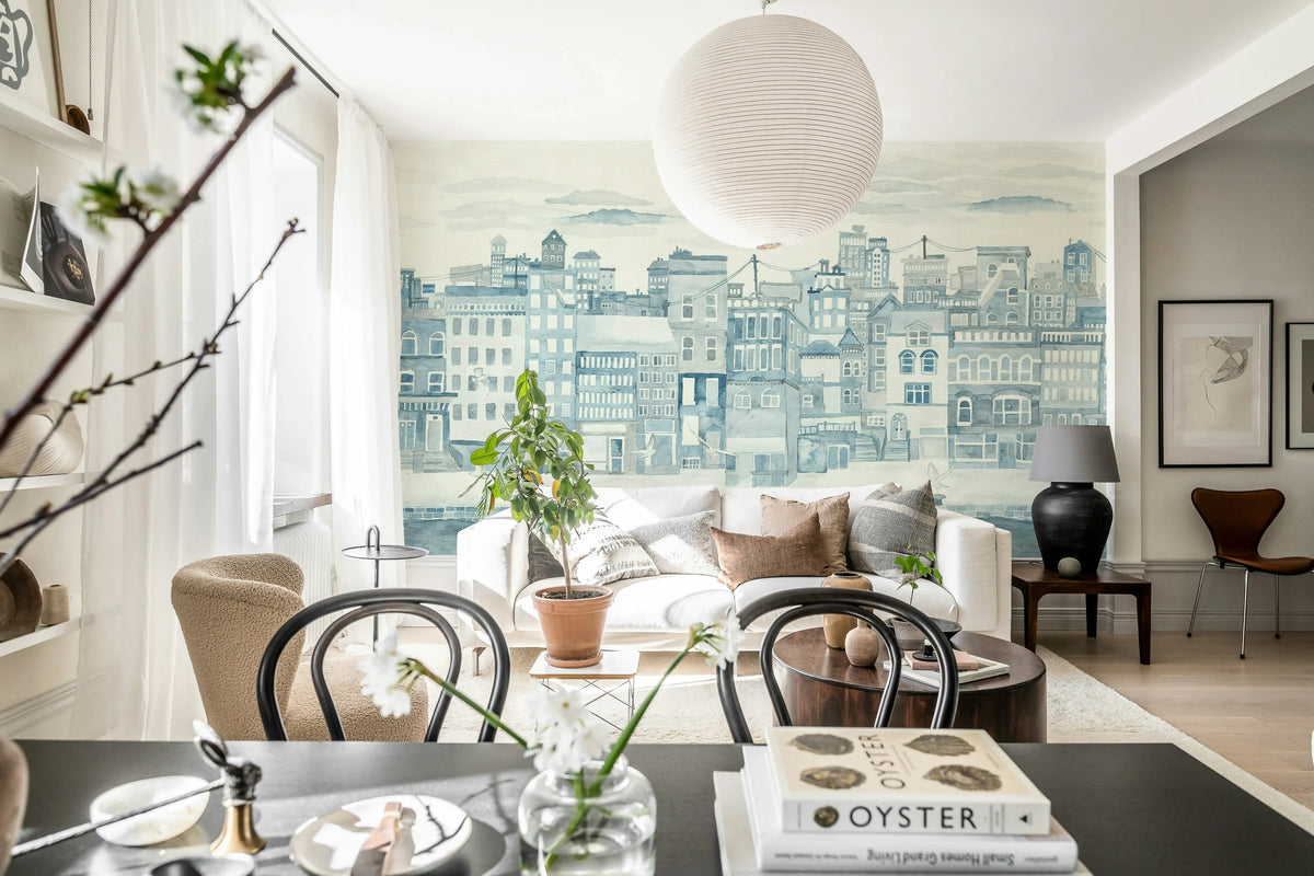 Harbor, Blue Mural Wallpaper - room preview 03