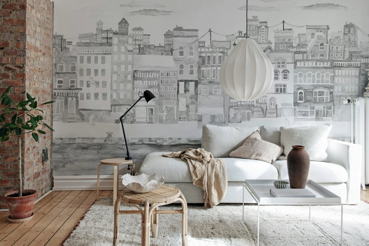 Harbor, Gray Mural Wallpaper - room preview 03