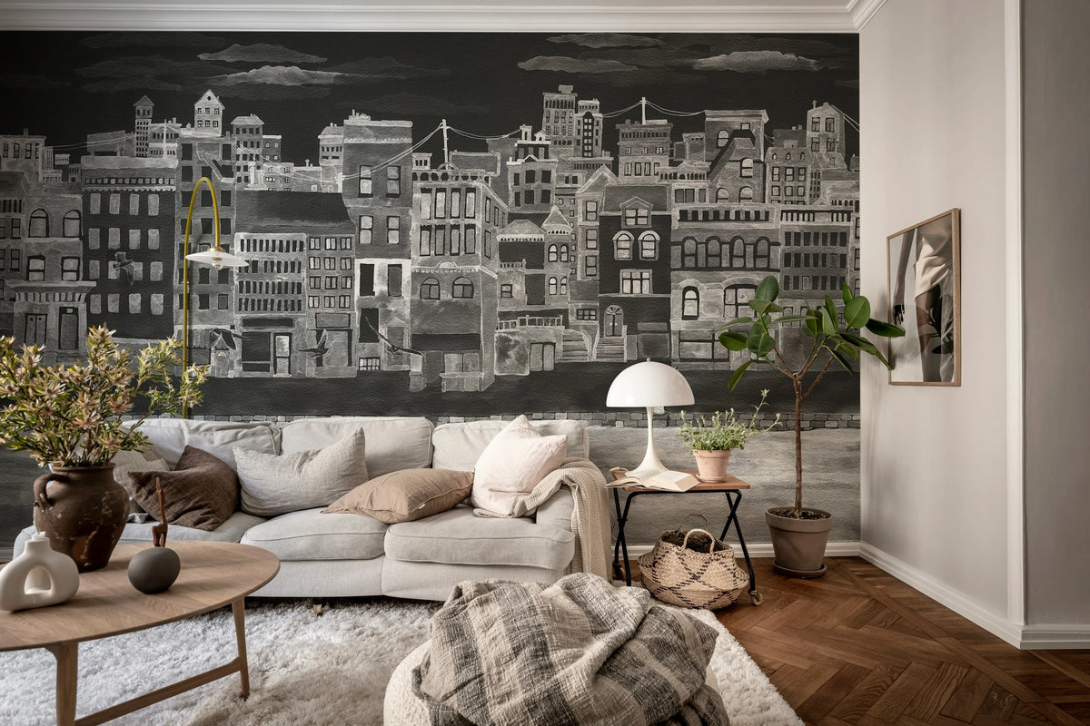 Harbor, Black Mural Wallpaper - room preview 03