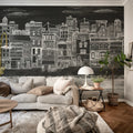 Harbor, Black Mural Wallpaper - room preview 03