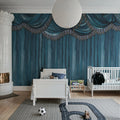 Behind the Curtains, Blue Mural Wallpaper - room preview 03