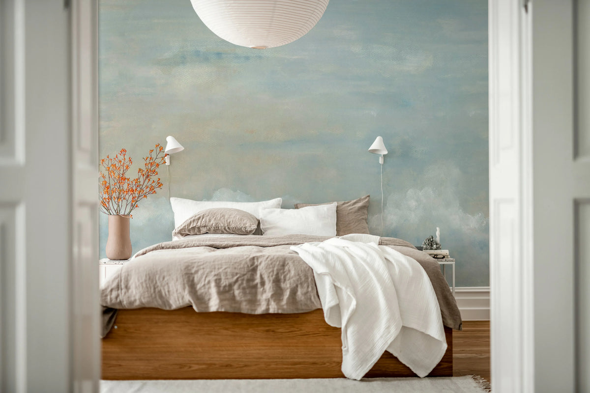 Heavenly Clouds, Blue Mural Wallpaper - room preview 03