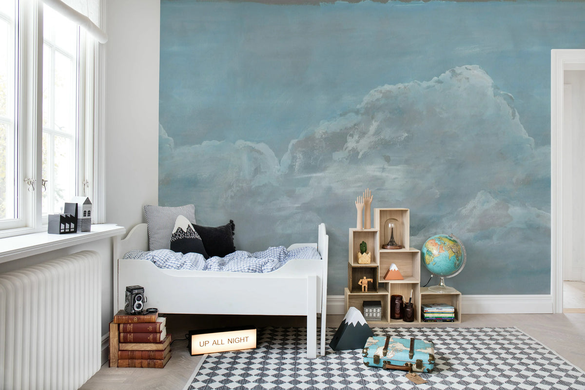Up in the Clouds, Blue Mural Wallpaper - room preview 03