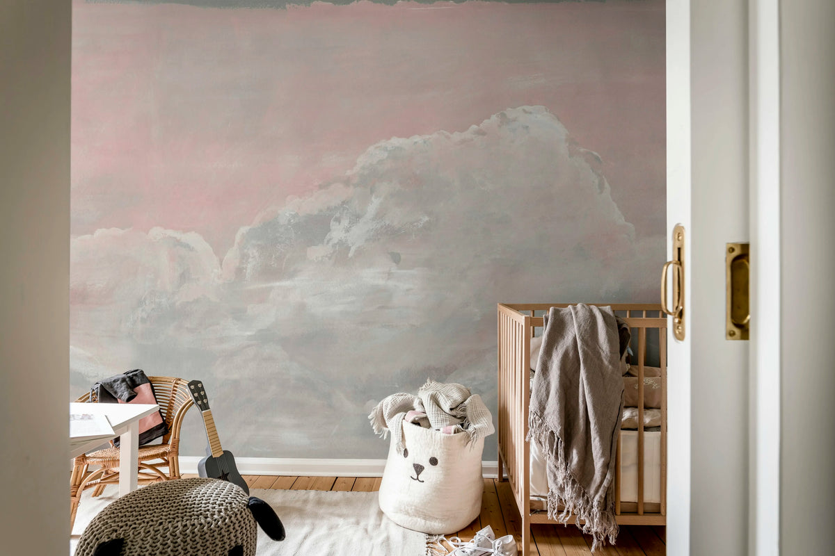 Up in the Clouds, Pink Mural Wallpaper - room preview 03