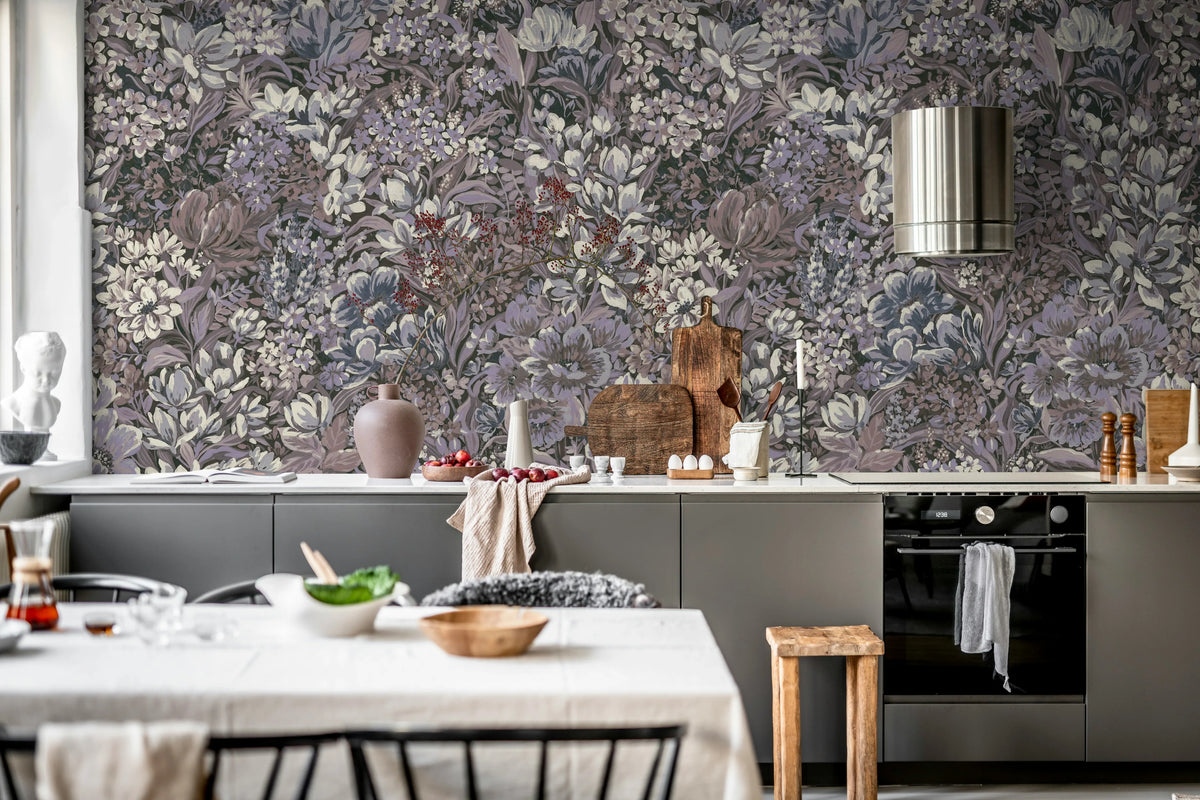 Floral Garden, Lilac Mural Wallpaper - room preview 03