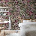 Floral Garden, Red Mural Wallpaper - room preview 03