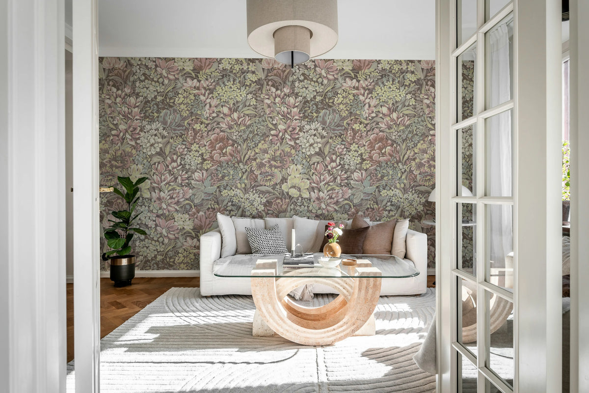Floral Garden, Pink Mural Wallpaper - room preview 03