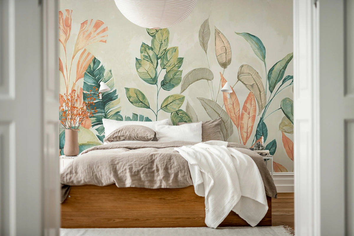 Happy Plants, Pastel Mural Wallpaper - room preview 03