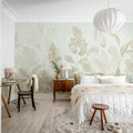 Happy Plants, Beige Mural Wallpaper - room preview 03