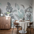 Happy Plants, Blue Mural Wallpaper - room preview 03