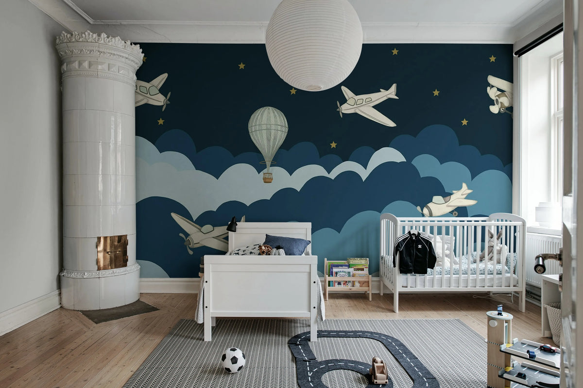 Fly Away, Dark Blue Mural Wallpaper - room preview 03