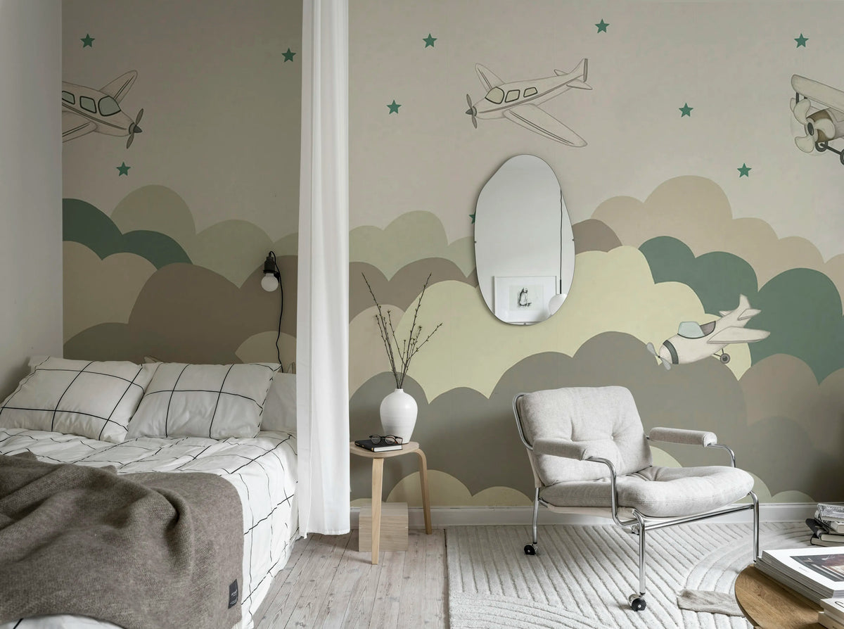 Fly Away, Beige Mural Wallpaper - room preview 03