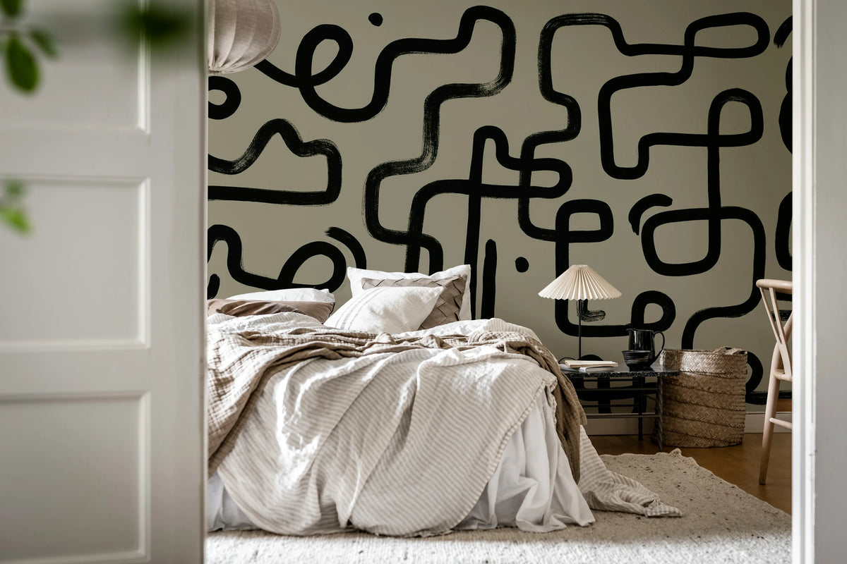 Artzy Path, Warm Gray Mural Wallpaper - room preview 03