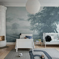 Vintage Tree, Blue Mural Wallpaper - room preview 03