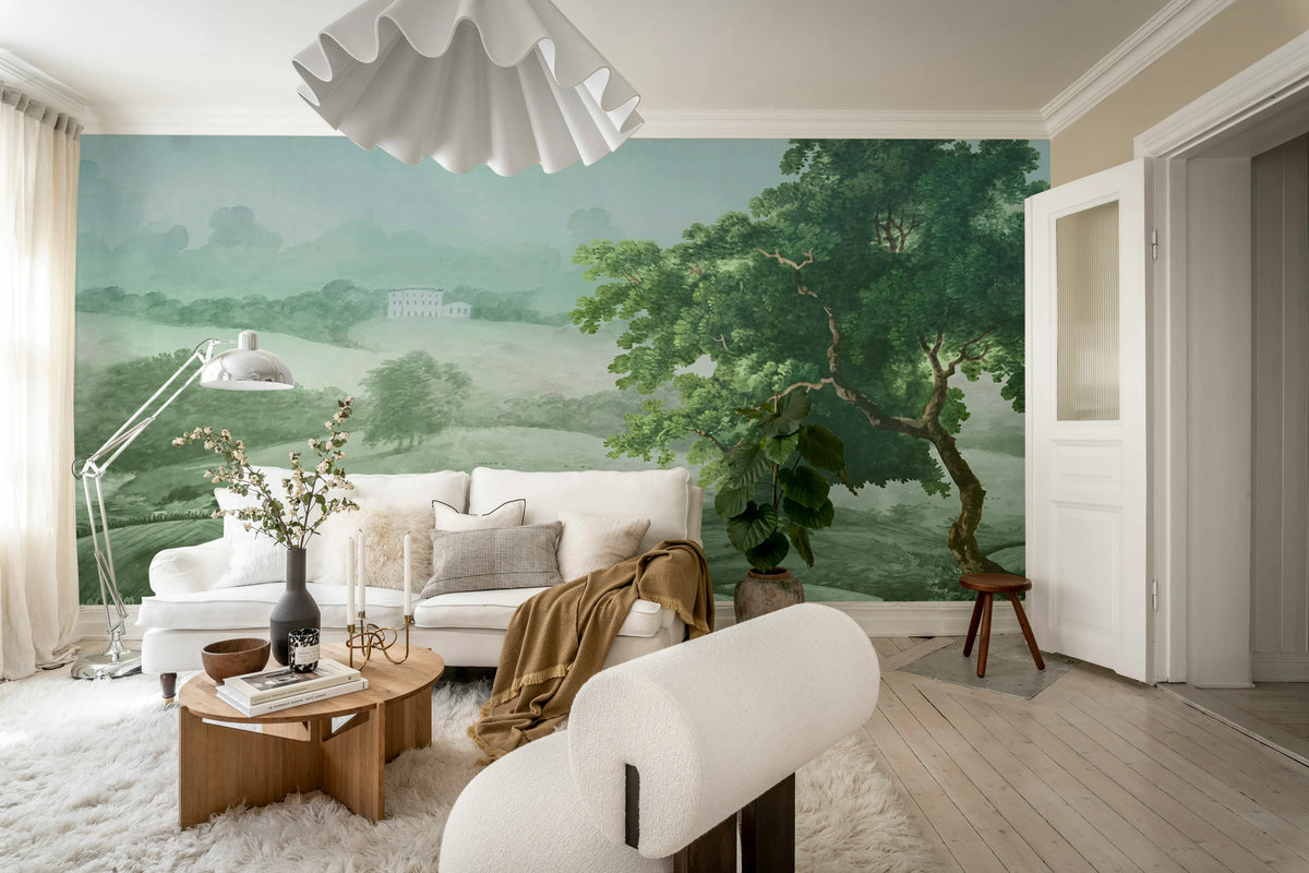 Vintage Tree, Green Mural Wallpaper - room preview 03