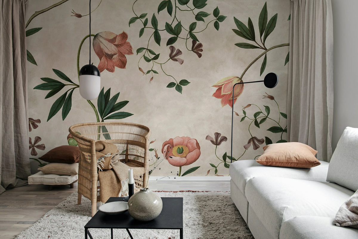 Romantic Garden, Pink Mural Wallpaper - room preview 03