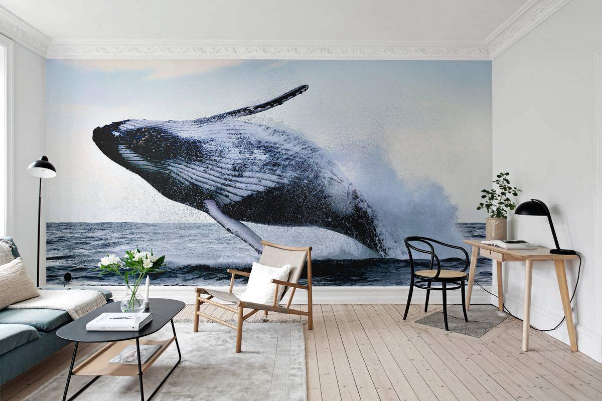 Whale Song Mural Wallpaper - room preview 03