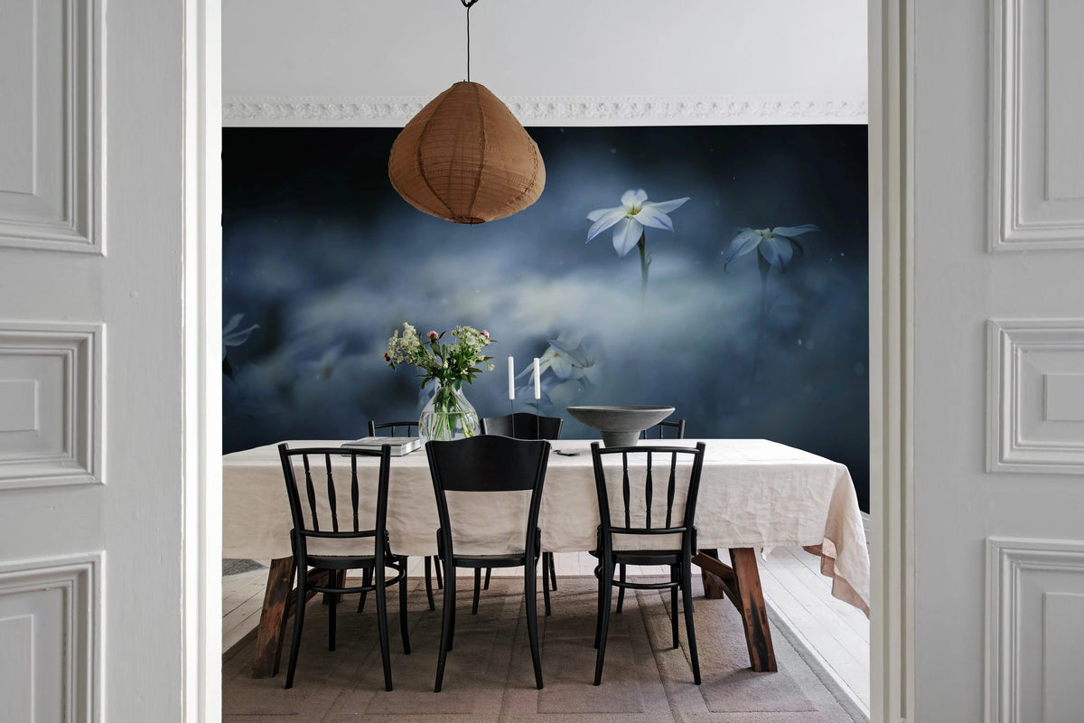 Midnight Flower Mural Wallpaper - room preview 03
