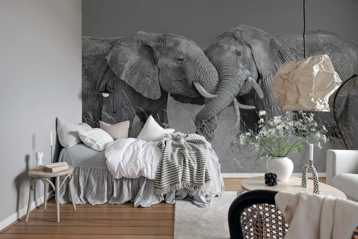 Elephant Hug Mural Wallpaper - room preview 03