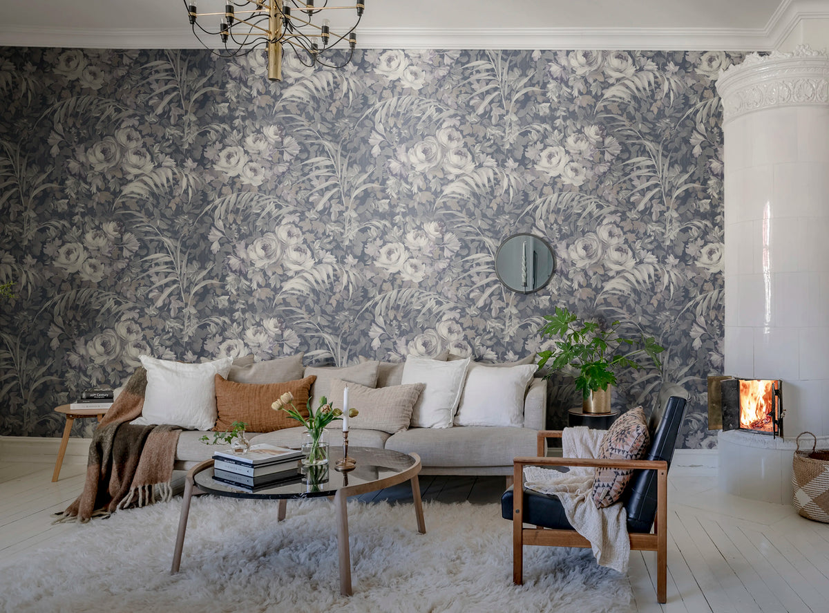 Dazzling Foliage, Blue Mural Wallpaper - room preview 03