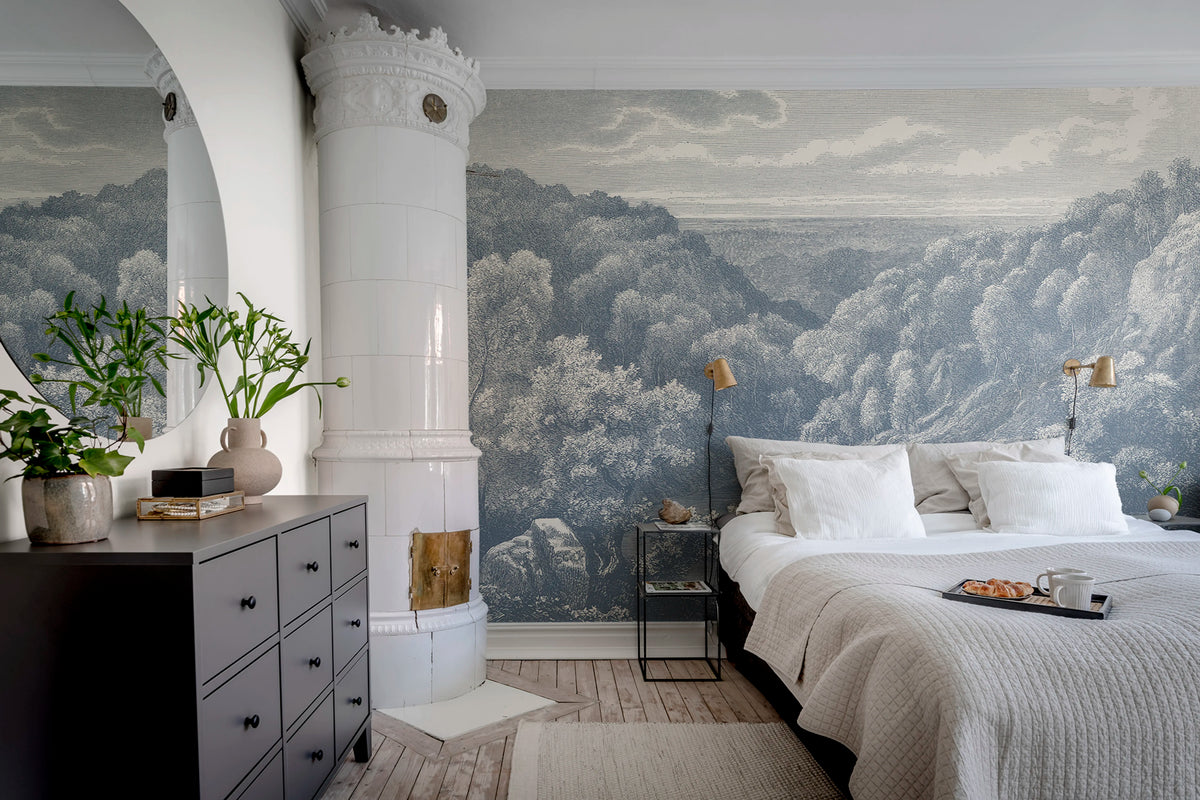 Mystery Lake, Blue Mural Wallpaper - room preview 03