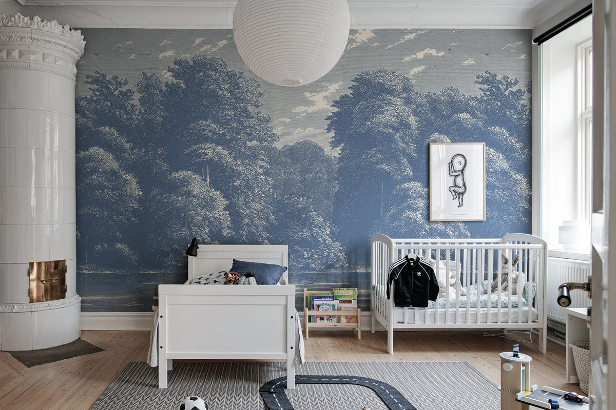 Spring Season, Blue Mural Wallpaper - room preview 03