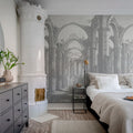 Gothic Arches, Gray Mural Wallpaper - room preview 03