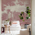 Swan Pond, Dusty Pink Mural Wallpaper - room preview 03