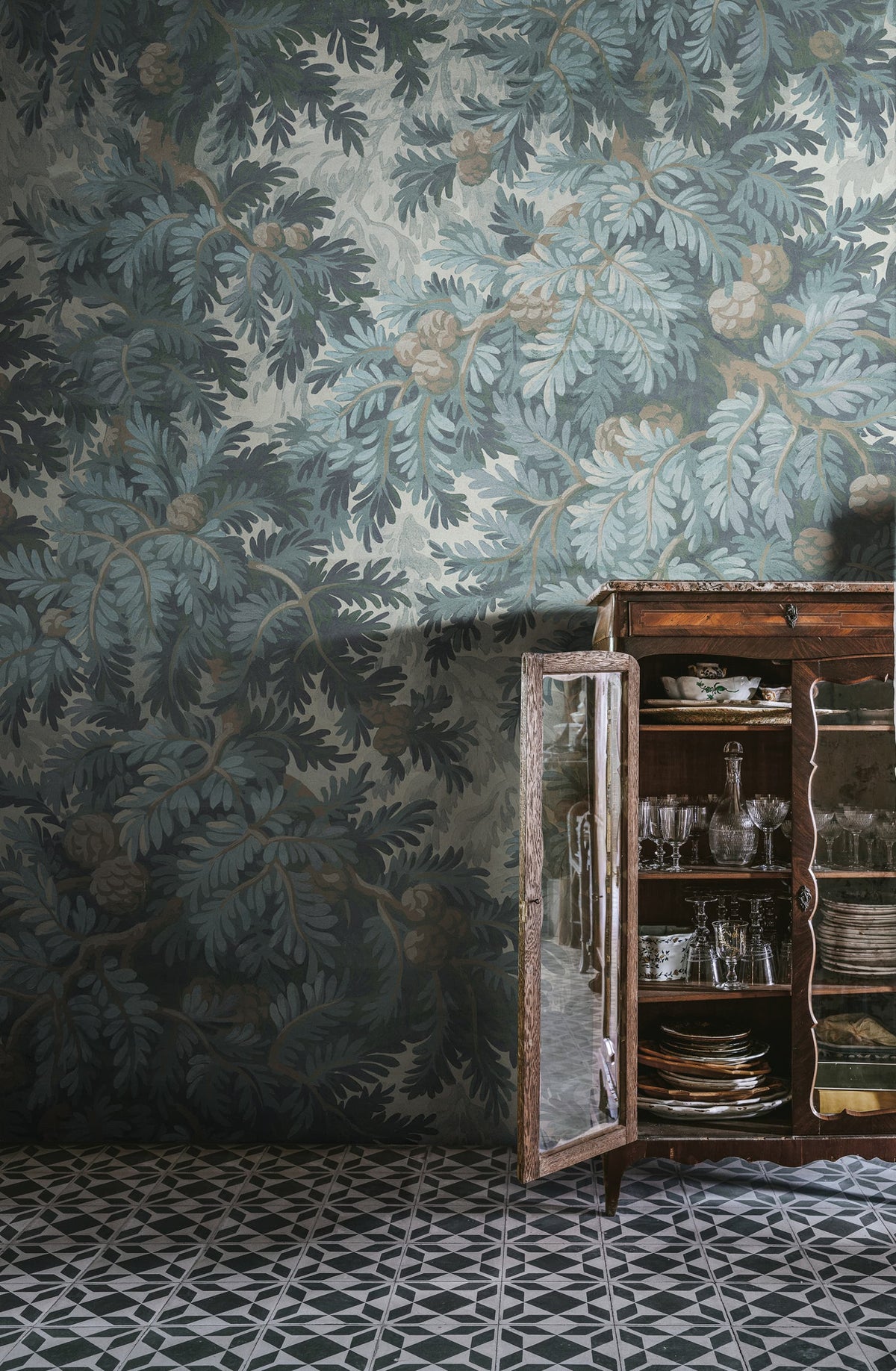 Spruce Forest, Blue Mural Wallpaper - room preview 03