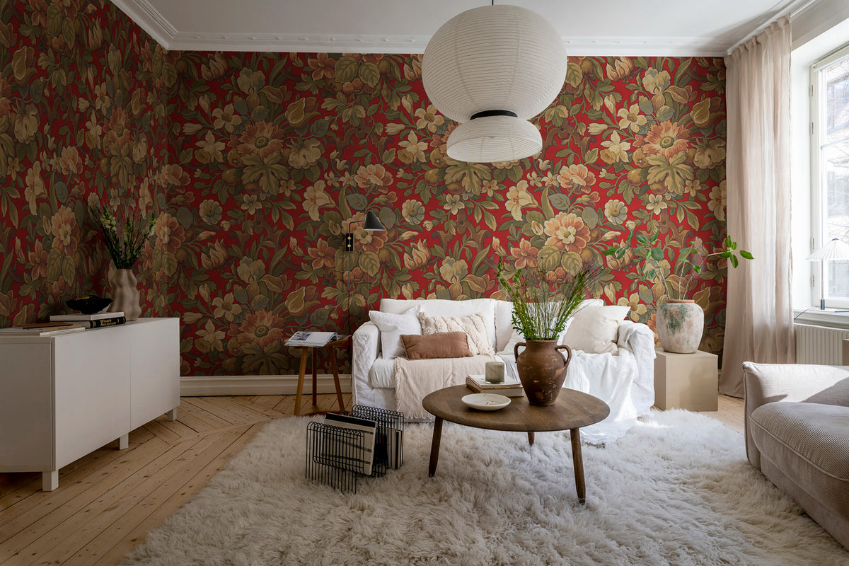 Vintage Flora, Velvet Mural Wallpaper - room preview 03