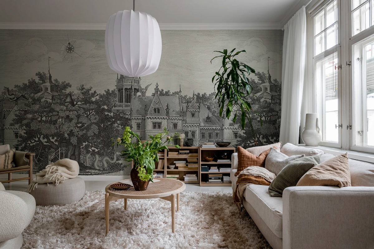 Fairyland, Graphite Mural Wallpaper - room preview 03