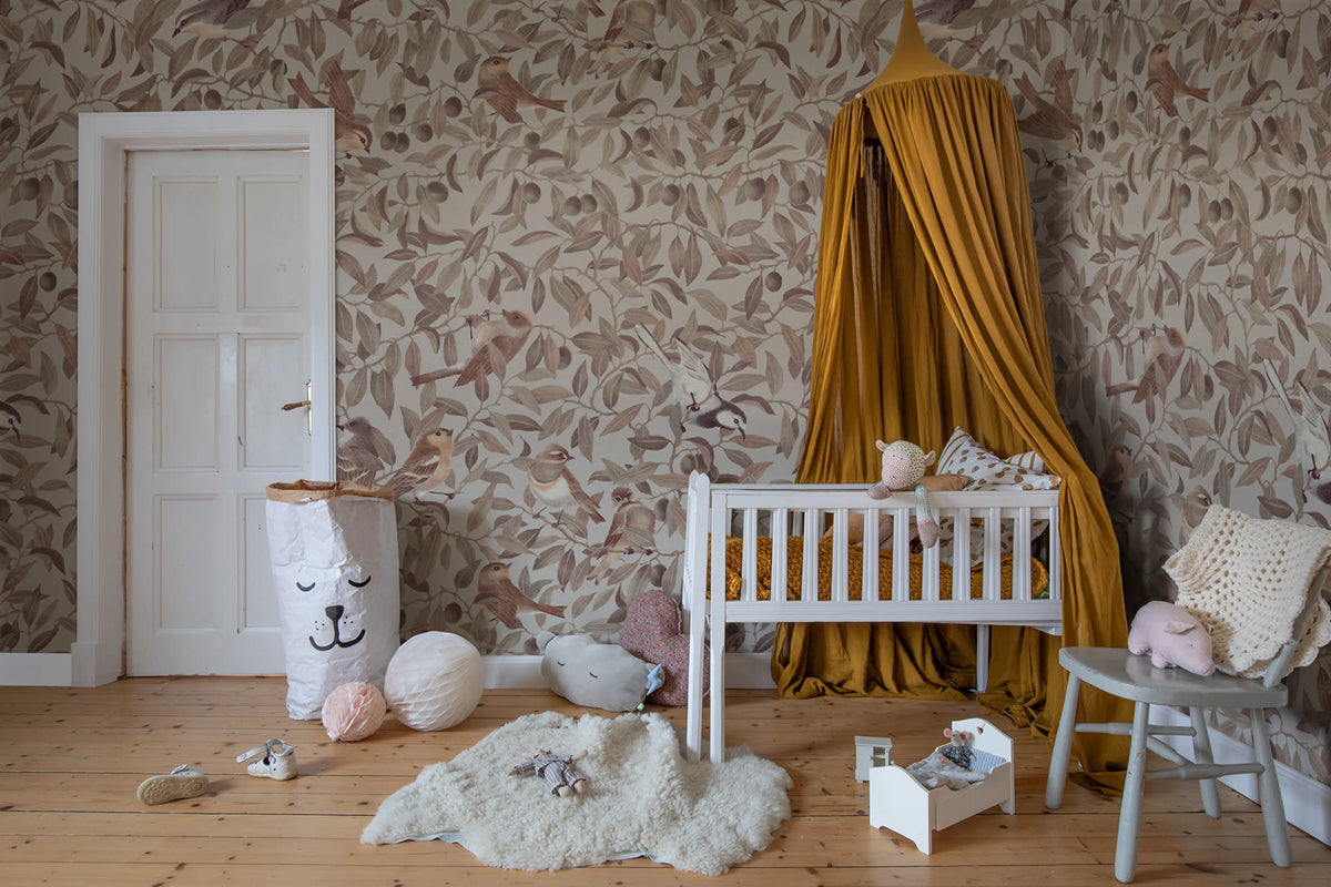 Backwood Birds, Brown Mural Wallpaper - room preview 03