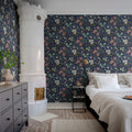Petit Flora, Blue Mural Wallpaper - room preview 03
